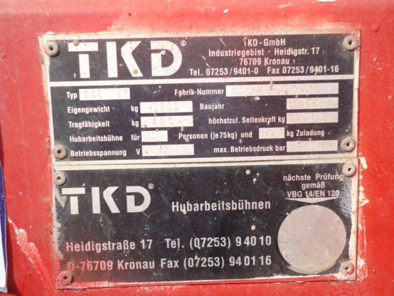 Samohodna podizna škarasta radna platforma - TKD M 141 (max. 14,00 m) Cijena